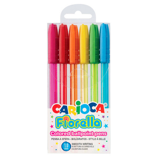 "Carioca" Набор шариковых ручек Fiorella 1 мм 6 цв. 6 шт. 42774 цвет чернил: ассорти
