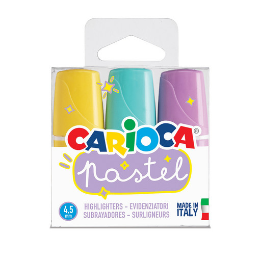 "Carioca" Набор текстовыделителей пастельных 5 мм 3 цв. 3 шт. СК/Распродажа перо скошенное 43168 ассорти