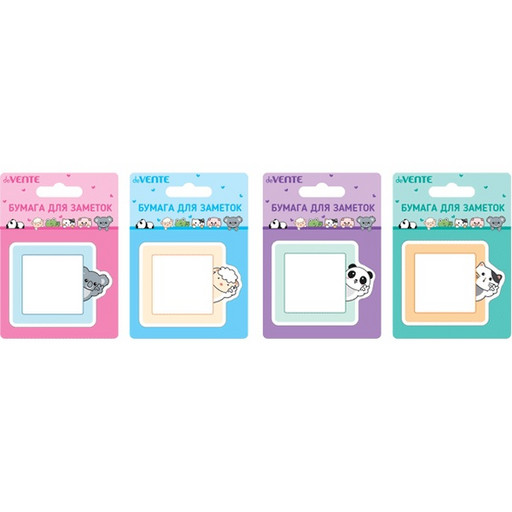 Бумага для заметок с клеевым краем, 70*70 мм, 30 л., 80 г/м², с печатью, deVENTE Fanny Animals_4 дизайном
