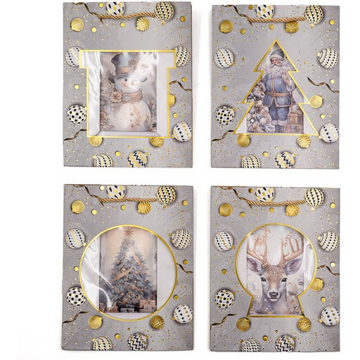 Пакет подарочный, 18*23*10 см, мел. картон, прозр. "окно", тисн. ф., MAYLOTT Новогодний_4 дизайна Акция!