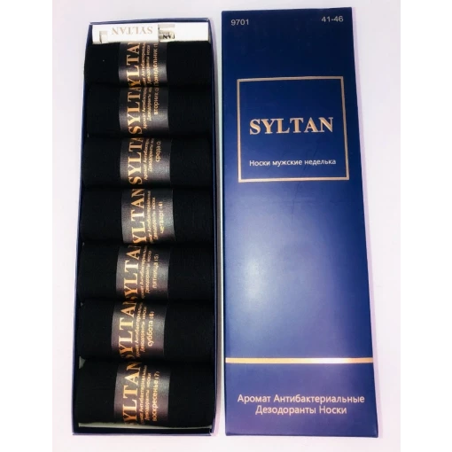 НОСКИ МУЖСКИЕ НЕДЕЛЬКА В ПОДАРОЧНОЙ УПАКОВКЕ С ДУХАМИ ЧЕРНЫЕ SYLTAN 9701