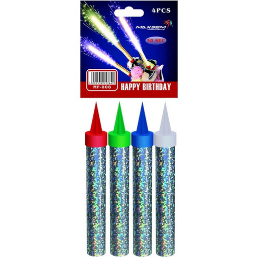 Свеча-фейерверк для торта, 10 см, цветные искры, Maxsem ICE FOUNTAN (4 шт.) Акция!