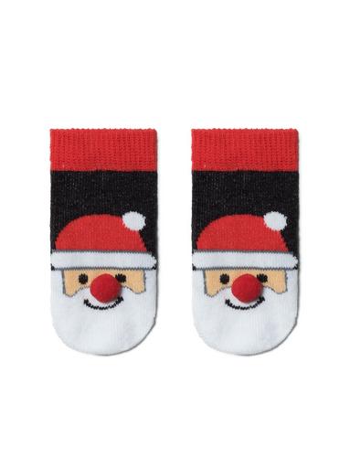 Conte-Kids Новогодние носки "Санта-Клаус" с пушистой нитью и помпоном