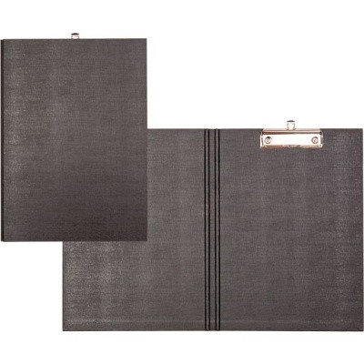 Папка-планшет с зажимом А4, PVC "лен", 90 л., европодвес, черная, deVENTE