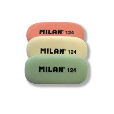 Ластик MILAN 124, синт. каучук, овальный, 49*23*9 мм, 3 дизайна