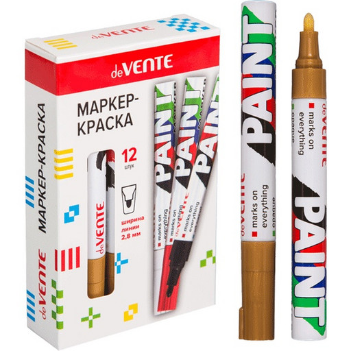 Маркер-краска deVENTE, золотистый, пулевидный ПУ, 2.8 мм, метал. корпус