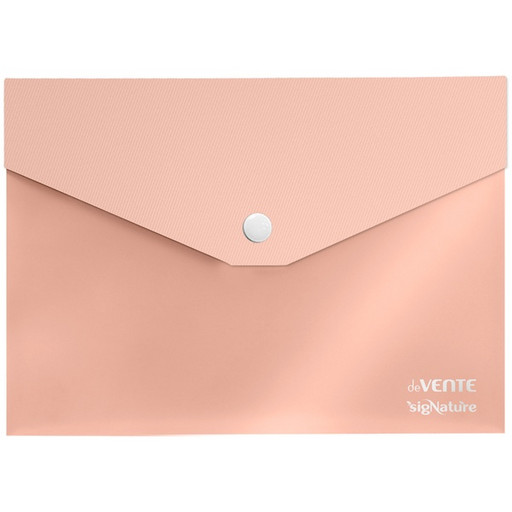 Папка-конверт на кнопке, А5, PP 350 мкм, "текстиль", прозрачная, deVENTE sigNATURE_пудрово-розовая