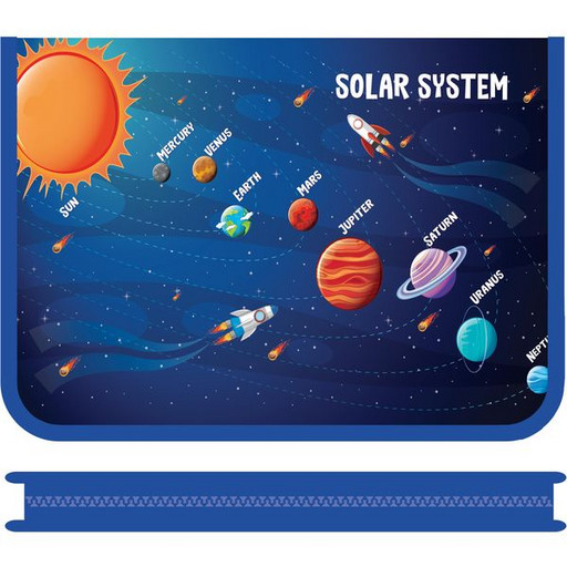 Папка А5 на молнии (с 3-х сторон), 1 отд., пластик, "песок", непрозрач., ПЧЕЛКА Солнечная система
