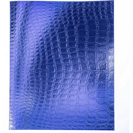 Тетрадь А5, 48 л., клетка, 65 г/м2, на скобе, облож. бумвинил, тисн. "croco", Hatber Metallic_Синяя