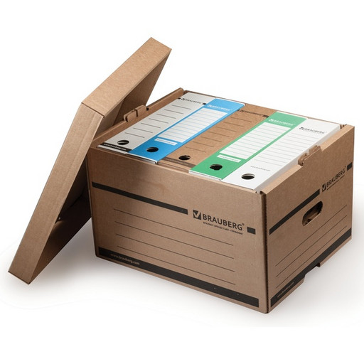 Короб архивный (405х330х265мм), надстраиваемый, с крышкой, гофрокартон, BRAUBERG