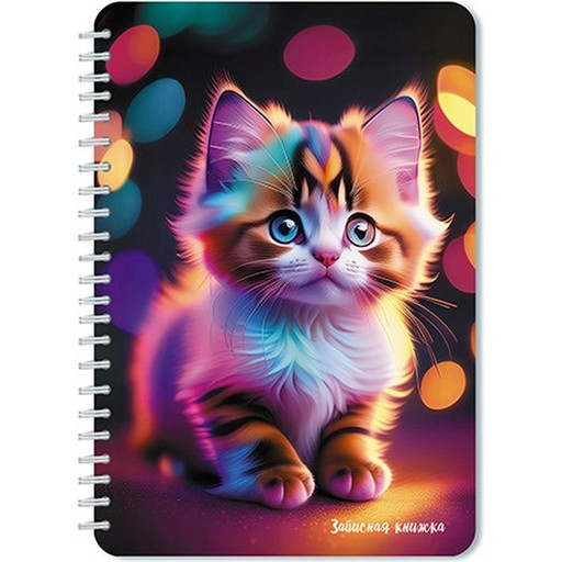 Блокнот на гребне А5, 40 л., клетка, 60 г/м², вд-лак, PLANO Котенок