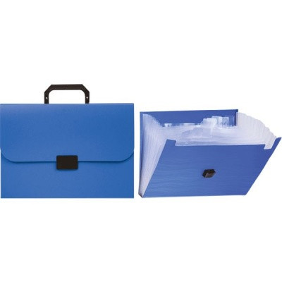 Папка-портфель А4, 6 отд., PP 700 мкм, замок-защелка, Attomex_синяя