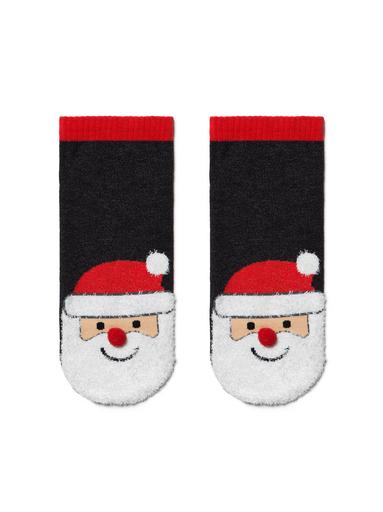 DIWARI Короткие новогодние носки "Санта-Клаус" с пушистой нитью и помпоном