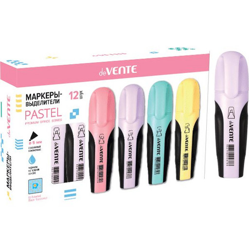 Текстовыделитель deVENTE Pastel, сиреневый, линия 1-5 мм, н-к "клин", пл. корпус с резин. вставками