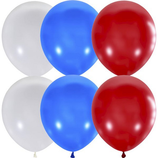 Шары воздушные однотонные, Ø30 см, латекс, ПАСТЕЛЬ_Триколор (30 шт.)