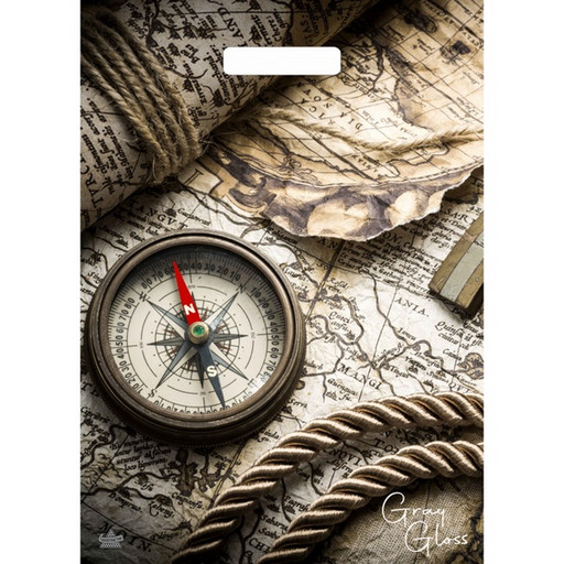 Пакет с вырубной ручкой, 43*31 см, полиэтилен 50 мкм, Грэй Глосс_Карта