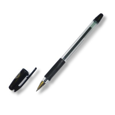 Ручка шариковая черная, 0.7 мм "игла", эрг. грип, метал. н-к, прозр. корп., PILOT SuperGrip P