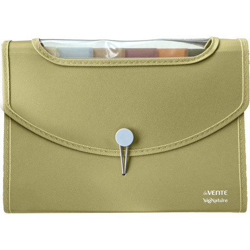 Папка-картотека А4, 8 отд., на резинке, PP 650/160 мкм, "ткань", окошко, deVENTE sigNATURE/ Оливковая