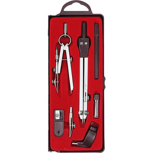 Готовальня deVENTE 7 предметов, в пластиковом футляре с красным ложементом Готовальня deVENTE 7 предметов, в пластиковом футляре с красным ложементом