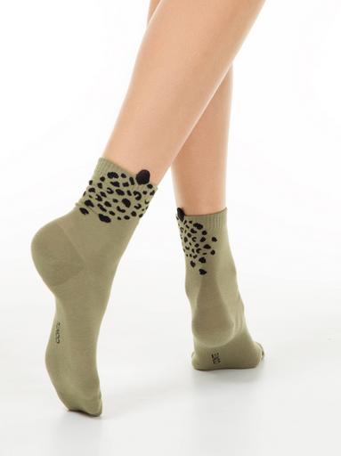 Носки женские CONTE Хлопковые носки CLASSIC с пикотом «Leopard»
