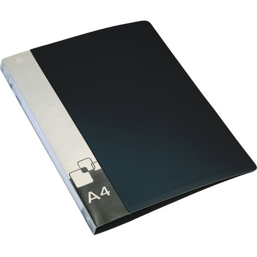 Папка на 2-х кольцах, А4, пластик 700 мкм, "песок", корешок 27 мм, 2 кармана, Бюрократ_черная