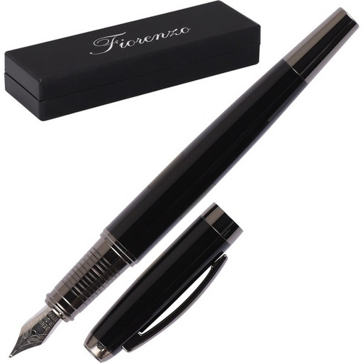 Ручка перьевая М (Medium), порш. конвертер, глянц. корпус, цв.: черн./хром, FIORENZO (в футляре)