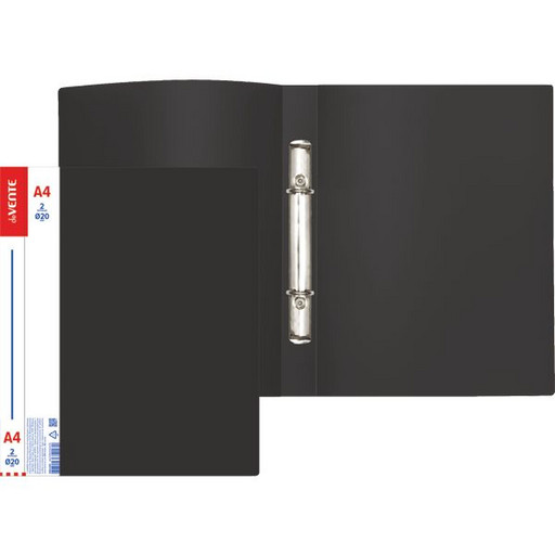 Папка на 2-х кольцах, А4, пластик 700 мкм, "песок", корешок 25 мм, 2 кармана, deVENTE Daily_черная