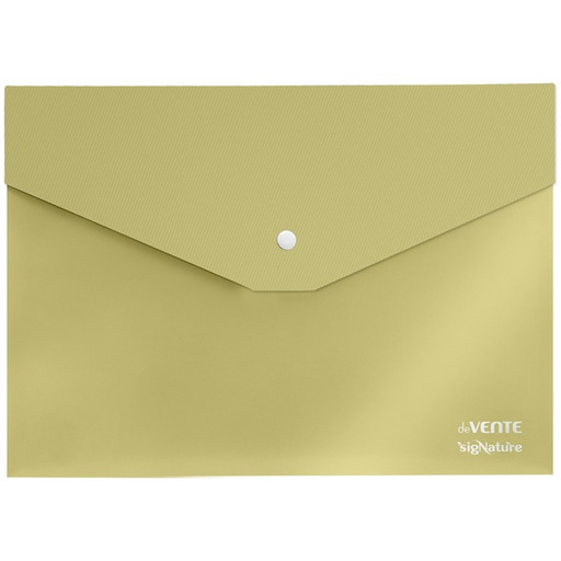 Папка-конверт на кнопке, А4, PP 350 мкм, "текстиль", прозрачная, deVENTE sigNATURE_оливковая