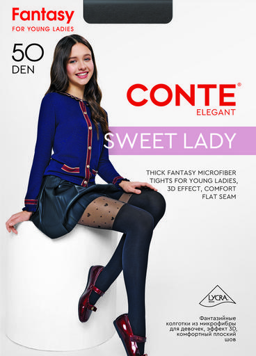 CONTE Колготки с сердечками и имитацией гольфинов SWEET LADY158-164 CONTE Колготки с сердечками и имитацией гольфинов SWEET LADY158-164