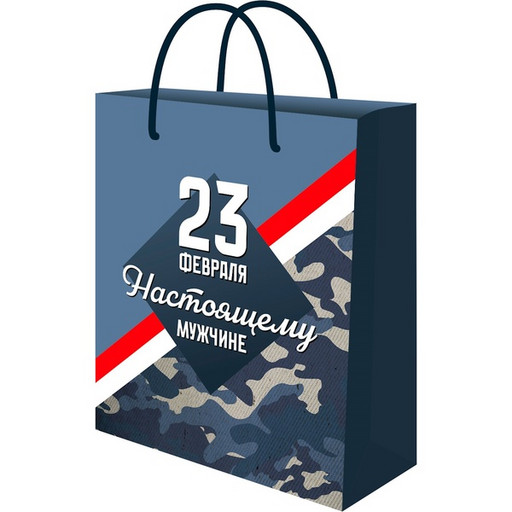 Пакет подарочный, 26,4*32,7*8 см, мел. бумага 128 г/м², глянц., Optima Настоящему мужчине