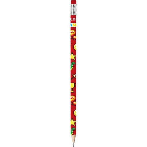 Карандаш чернографитный с ластиком, HB, деревянный, трехгранный, принт, deVENTE Bonus Game