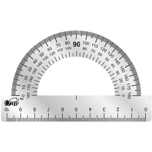 Транспортир 180°/10 см, стальной, ПЧЕЛКА