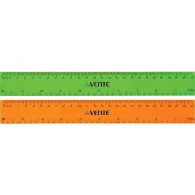 Линейка 25 см, пластиковая, непрозрачная, ассорти неон, deVENTE