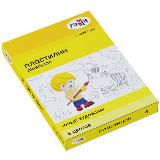 Пластилин классический ГАММА Юный художник, 8 цветов, 112 г, стек в комплекте, к/уп.