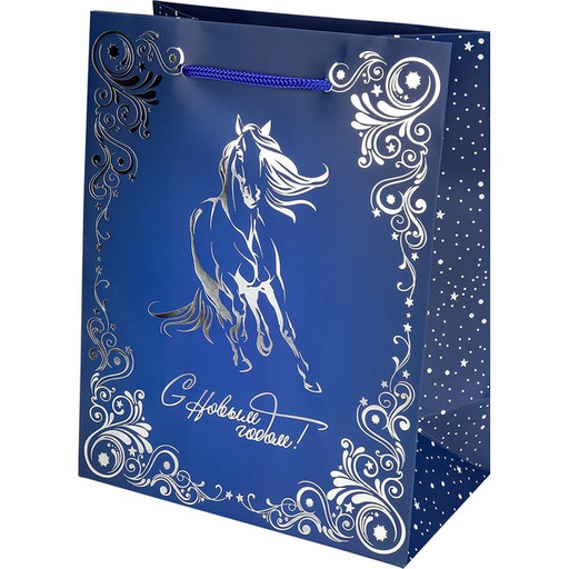 Пакет подарочный, 18*23*10 см, мел. бумага 190 г/м², мат. лам. тисн. ф., Dream cards Грациозный конь Акция!