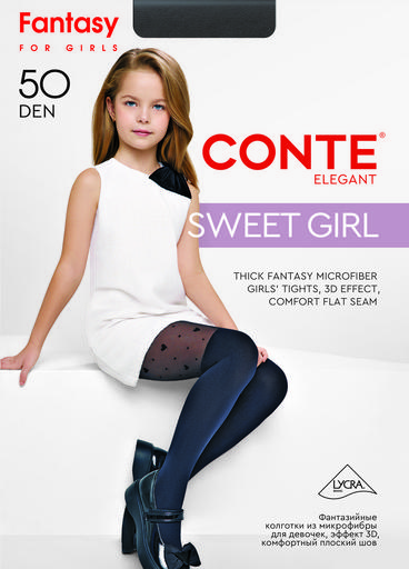 CONTE Колготки с имитацией гольфинов и сердечками SWEET GIRL