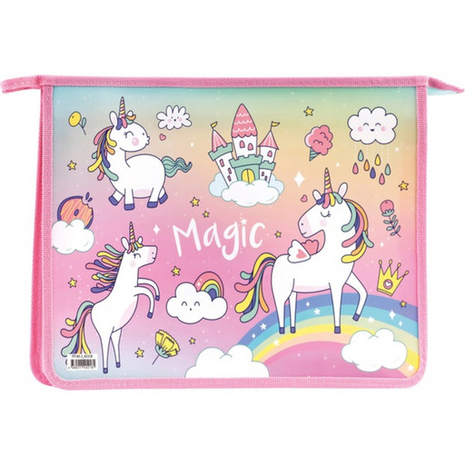 Папка А4 на молнии, 2 отд., PP, непрозр., печ. 2-ст., ArtSpace Magic