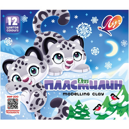 Пластилин классический ЛУЧ Zoo, 12 цветов, 180 г, картонная упаковка