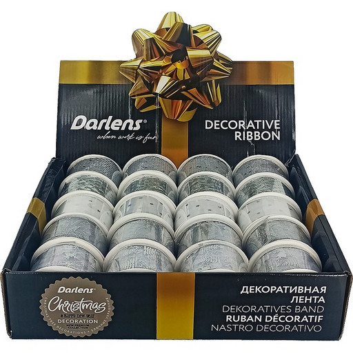 Лента упаковочная, Darlens, 5мм*27м, ассорти Акция!