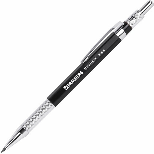 Карандаш механический цанговый 2 мм, HB, "METALLIC X-20", металлические детали*