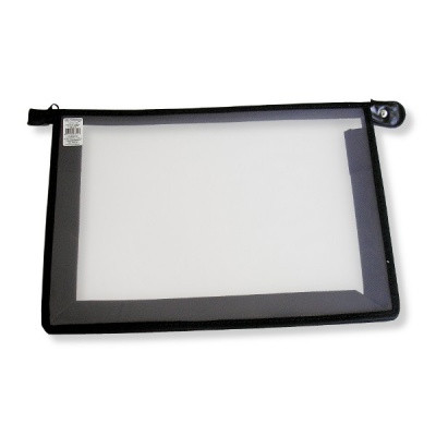 Папка на молнии, А4, PP, "диагональ", ПЧЕЛКА Офис_прозрачная с черным