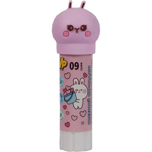 Клей-карандаш 09 г deVENTE Funny animal, PVP, фигурный колпачок, РОЗОВЫЙ