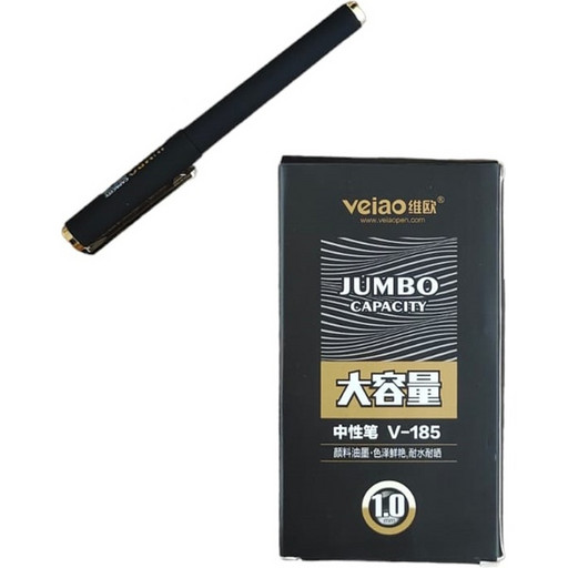 Ручка гелевая черная, Ø 1.0 мм, лин. 0.7 мм, soft touch, стержень Jumbo, VEIAO