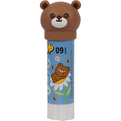 Клей-карандаш 09 г deVENTE Funny animal, PVP, фигурный колпачок, ГОЛУБОЙ