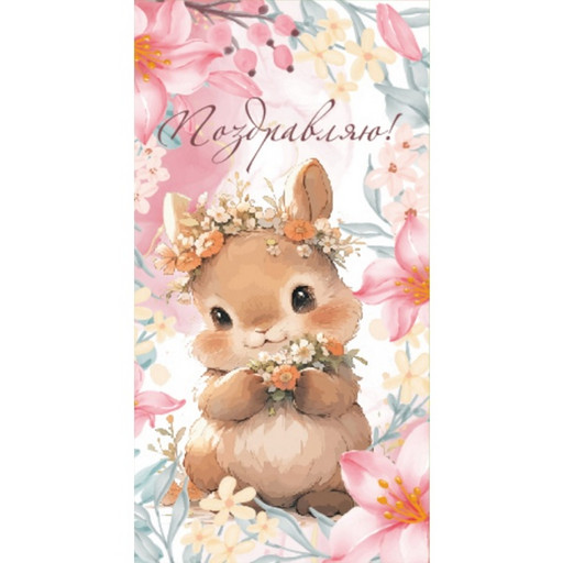 Конверт для денег Поздравляю (холст, зайка) Конверт для денег Поздравляю (холст, зайка)