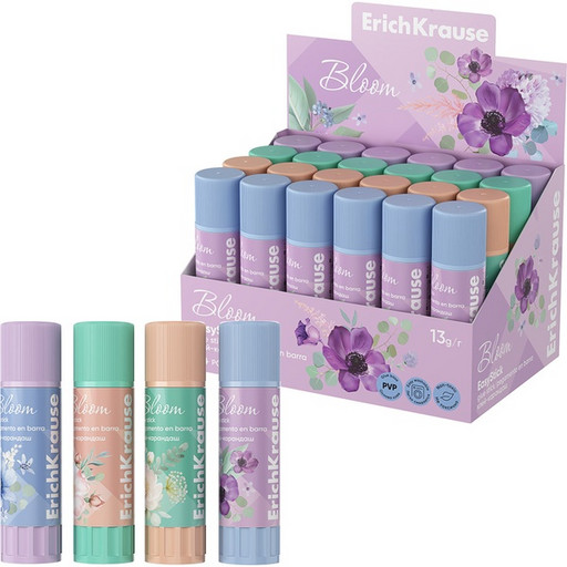 Клей-карандаш 13 г ErichKrause EasyStick Pastel Bloom, PVP формула