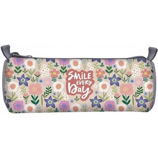 Пенал-тубус 1 отд., на молнии, 210*65*65 мм, текстиль, Schoolformat FLOWER PRINT