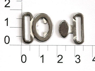 Застежки металл для купальников 038R никель 15мм (упаковка 100 штук)