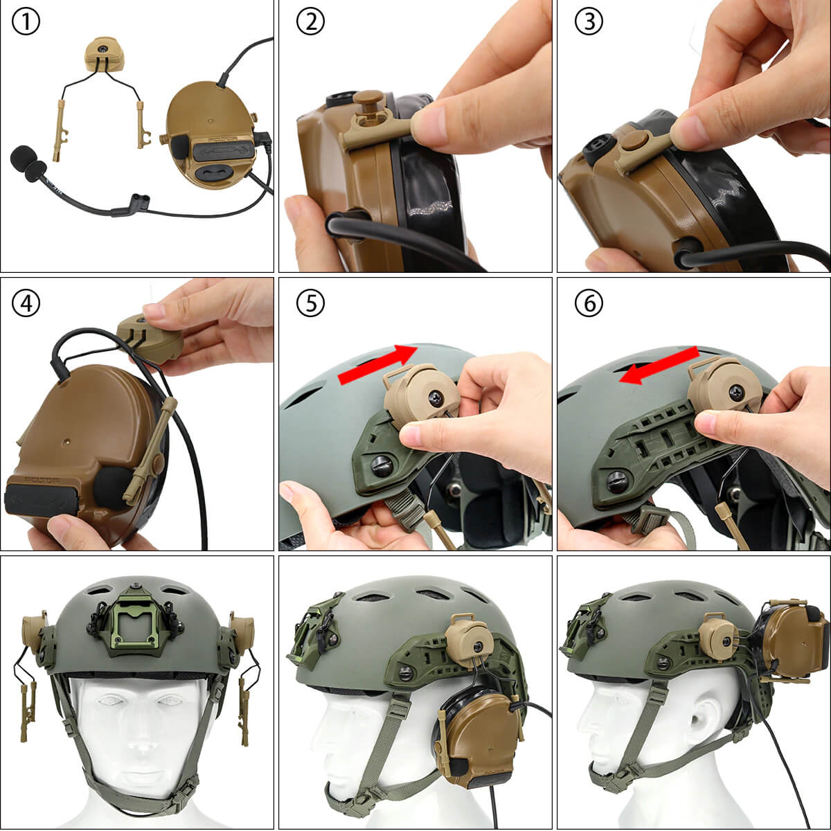Крепления для активных наушников на тактический шлем
