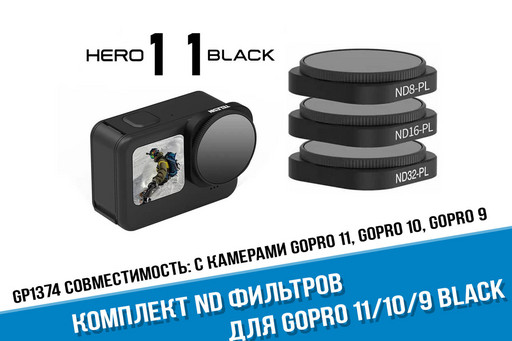 ND Фильтры для камеры GoPro HERO 11 (ND8/PL, ND16/PL, ND32/PL) Telesin